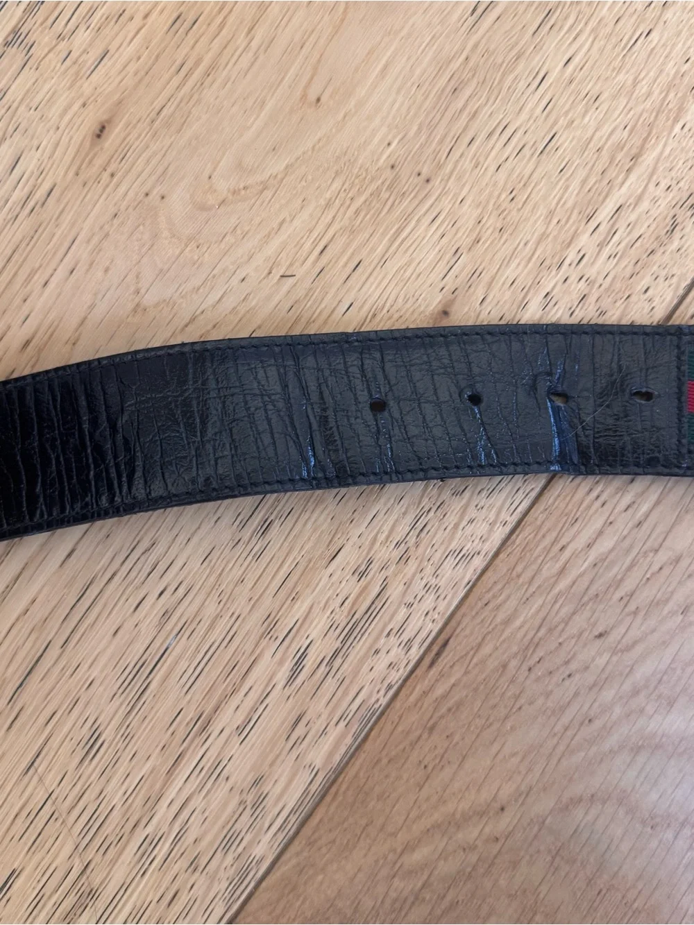 GUCCI MEN'S BLACK RED & GREEN WEB BELT WITH SILVER G BUCKLE SIZE 105 AUTHENTIC